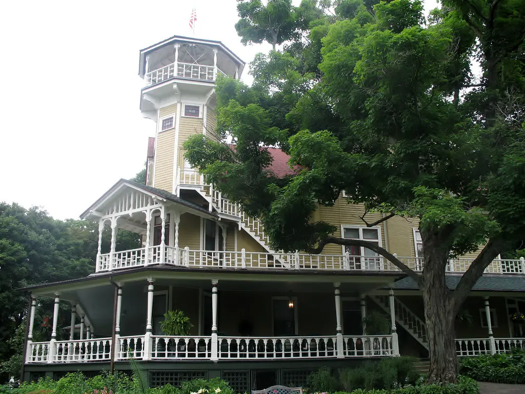 Black Point Estate, a Victorian summer house with a tall tower and a wraparound porch